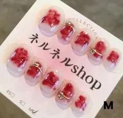 現品セール】ネイルチップ♡ワインレッド 赤 量産型地雷韓国ワンホン