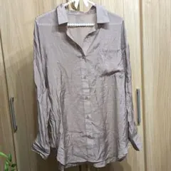 新品　ブラウン　長袖　シアー　シャツ　L　透け感　羽織り