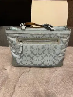 希少　ヴィンテージ　コーチ COACH ハンドバッグ シグネチャー　水色