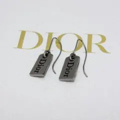 美品 Christian Dior ディオール ロゴ メタルブラック ピアスのサムネイル