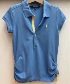 ラルフローレン キッズ ポロシャツ 水色 サイドギャザー リボン付き レア 廃盤