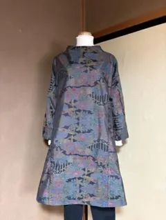 着物リメイク：大島紬からボトルネックワンピース　M