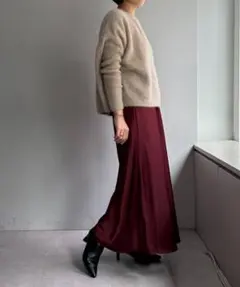 COLLAGE GALLARDAGALANTE サテンバイヤススカート ボルドー