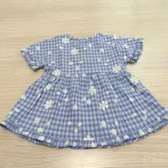 ブルーチェック　ワンピース　花柄　ZARA　12〜18ヶ月　86cm