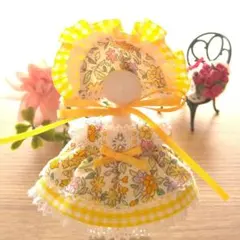 ボンネット付♡黄色の小花ワンピース♡女の子用