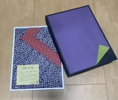 有職小紋面 紺色 赤色 105×105mm風呂敷　箱入り