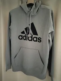 adidas　アディダス グレー フード付きパーカー Mサイズ