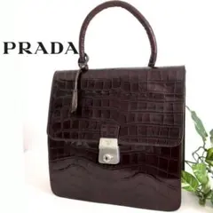 美品 プラダ 90s アーカイブ クロコ レザー バッグ 鞄 レディース メンズ