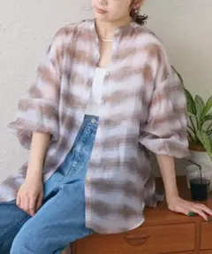 新品同様♡CIAOPANICTYPY テンセルシアーアソート柄バンドカラーシャツ