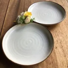 かおりん様専用です。粉引茶渕ディナープレート7寸皿5枚・光沢かいらぎ浅鉢2枚