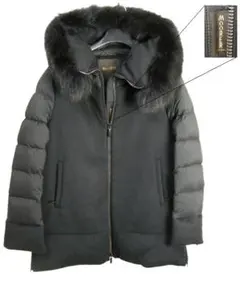 サイズ42(M-L相当)■新品■ムーレー カシミアウール切替ファー付ダウンコート
