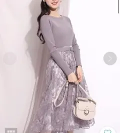 リランドチュール　ドッキングレースワンピース　くすみピンク