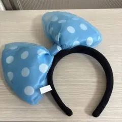 ミニーマウス 水玉　ドット　リボン　カチューシャ　水色
