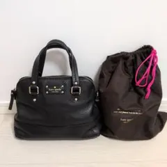 kate spade 黒 レザー ハンドバッグ