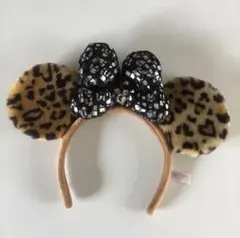 ヒョウ柄カチューシャ（スパンコールリボン付き）