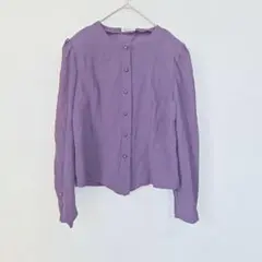 NINA RICCI パープル 長袖 シャツ 肩パット 羽織もの フリー レトロのサムネイル