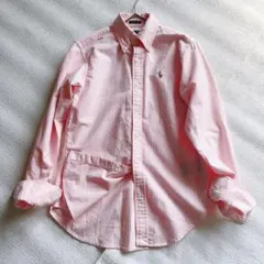ラルフローレン　シャツ ストライプ ポニー刺繍 クラシックフィット　ピンク　2