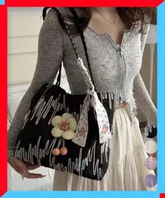 新品 スカーフ付き 大容量トートバッグ 可愛いハンドバッグ はなチャームバッグ