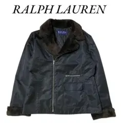 ラルフローレン ナイロンジャケット　ライダース　ボア　ファー　ブルゾン　黒　L