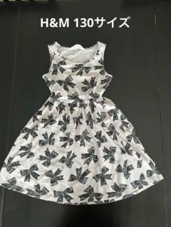 H&M 130サイズ ベビーピンク　ワンピース　リボンワンピース