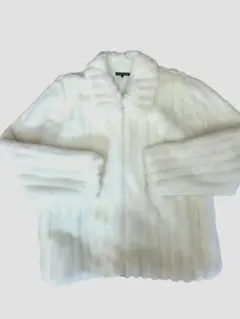 SUNNARZE ファーコート 白 L ジップアップ 冬アウター