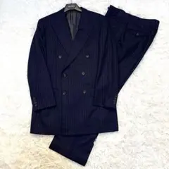 【美品】バーバリーロンドン ダブル スーツセットアップ ストライプ カシミヤA6