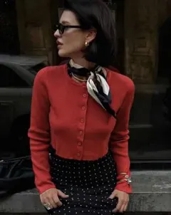 SHEIN ショートカーディガン　赤　M