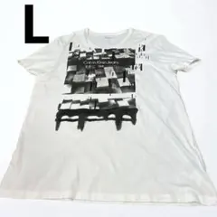 Calvin Klein Jeans モノクロアートTシャツ Vネック サイズL