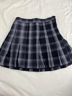WEGOネイビー グレー チェック プリーツスカート【Mサイズ】