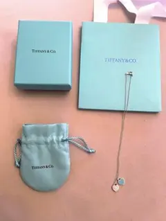 【美品】Tiffany&Co. ダブルハートタグ ネックレス ティファニーブルー