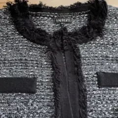 「未使用」 INDIVI ノーカラージャケット ・カーデガン ブラック系