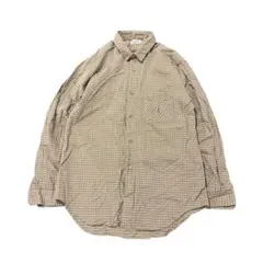 チェックシャツ　長袖　おじコーデ　古着　ブラウン　M 8B1