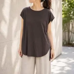 アンフィル 【0】 ノースリーブカットソーT シャツ 和紙 スリット 日本製のサムネイル