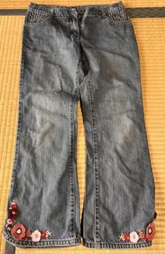 花柄刺繍 デニムパンツ 12プラスサイズ(140cm〜)
