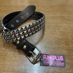 FUNKPLUS スタッズベルト 3連 ピラミット黒Mサイズ ビーガンモデル