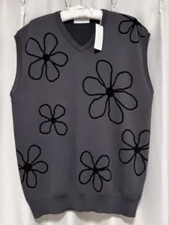 SENSE OF PLACE＊花柄＊Vネック＊メンズニットベスト