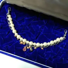 羽織紐 18.5cm ストロベリークォーツ しずくカットビーズ ２連 パール