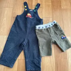 オーバーオールとショートパンツセット