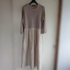 CALINER 麻レーヨンニット 切替麻ロングワンピース