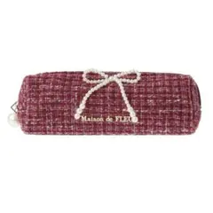 Maison de FLEUR レッドツイードパールリボンロングポーチ 筆箱