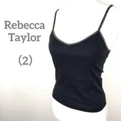 RebeccaTaylor 黒 スパゲッティストラップ キャミソール 日本製のサムネイル