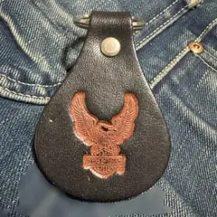 ハーレーダビッドソン　ヴィンテージ　レザー　キーホルダー　ブラック