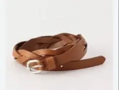 KUZGUN ブラウン レザー編み込みベルト