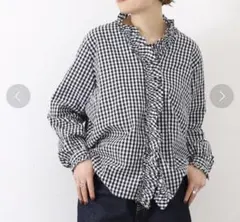 ジャーナルスタンダードラックス　ギンガム　フリルブラウス　コットン　洗濯◎