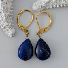 天然石ラピスラズリコッパースタッドピアス - メルカリ