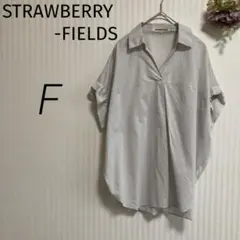 【ストロベリーフィールズ】半袖ブラウス シャツ F グレー 薄手 ゆったりのサムネイル