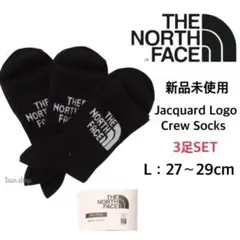 【ノースフェイス】新品 ジャカードロゴ ソックス 黒 3足セット 27~29cm