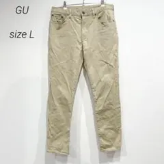 ジーユー GU メンズ チノパン ベージュ L ストレート ロングパンツ 無地