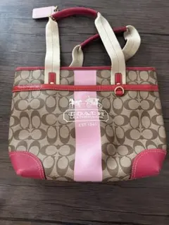 【COACH】 ハンドバッグ ベージュ×ピンク