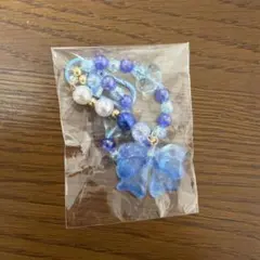 キラキラ⭐︎ビーズ ストラップ 〜カラフルリボン〜 Blue ガチャ